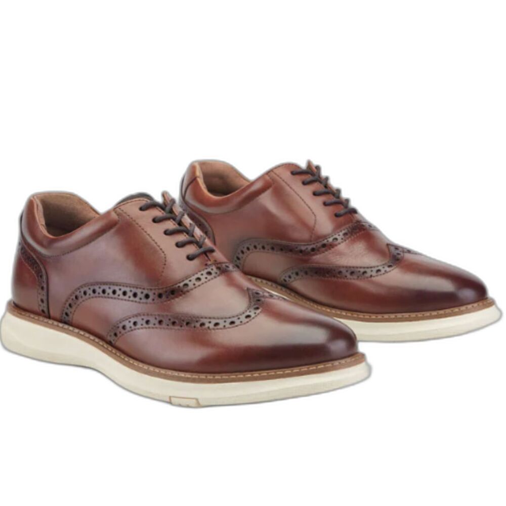 Kenneth Cole Men's Lendal Wingtip Oxford Shoe, Cognac Leather, Size 10.5